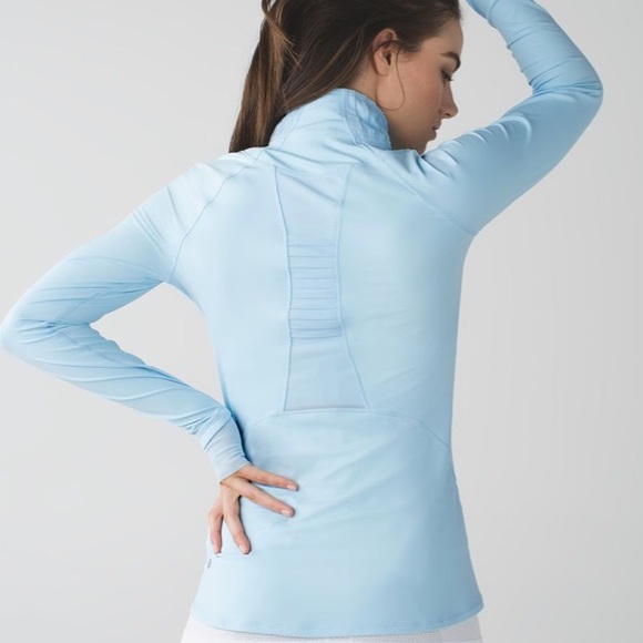 lululemon athletica Tops - Lululemon Go the Distance 1/2 Zip Running Top Baby Blue Reflective Accents 2